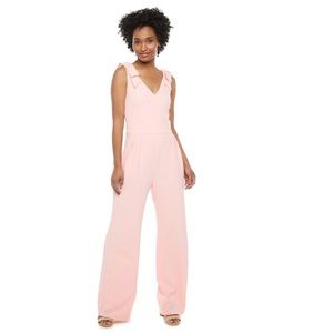 Pink bow detail jumpsuit